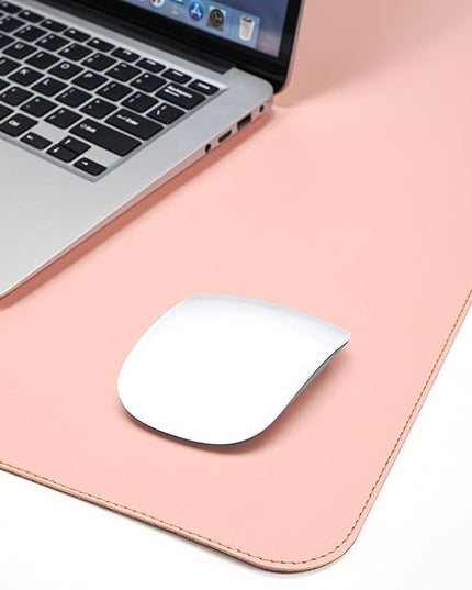 AFIING Dual-Sided Desk Pad, Natural Cork & PU Leather Large Mouse mats for Office and Home Work, Desk Protector Non-Slip, Waterproof, Easy Clean (Pink, 23.6" x 13.7")
