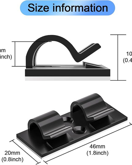 XHF 30PCS Black Hooks for Outdoor String Lights Clips, Heavy Duty Adhesive wih Holes and Screws, for Hanging Christmas Lighting