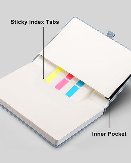 RETTACY Graph Grid Paper Notebook, 192 Pages, A5 Medium Size (5.7'' x 8.3''), 5 Squares per Inch, Leather Hardcover, 100 GSM Thick Paper, for School, Students, Math, Engineering (Light Blue)