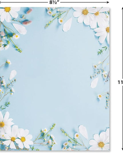 Current Shasta Daisy Floral Letter Paper - Spring Stationery Papers With Decorative Shasta Daisy Border, Printable Holiday, Wedding & Bridal Shower, & Invitation Sheets, Set of 25, 8 1/2" x 11"