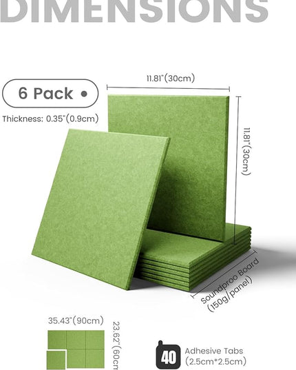 Fluxynara Large Felt Bulletin Board 36" x 24"Cork Board Alternative - 6 Pack with 40 Safe Removable Adhesive Tabs, Cork Boards for Walls Cork Board for Home Office Classroom Pin Board -Kelly Green