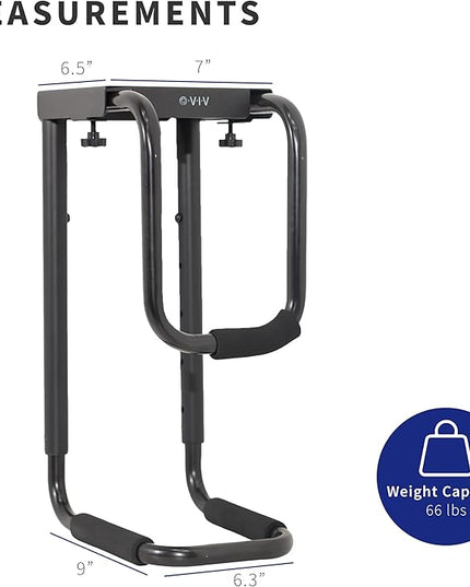 VIVO Heavy Duty Adjustable Under-Desk PC Mount, Home and Office Computer CPU Holder with Secure Locking, Supports up to 66 lbs, Black, MOUNT-PC04B