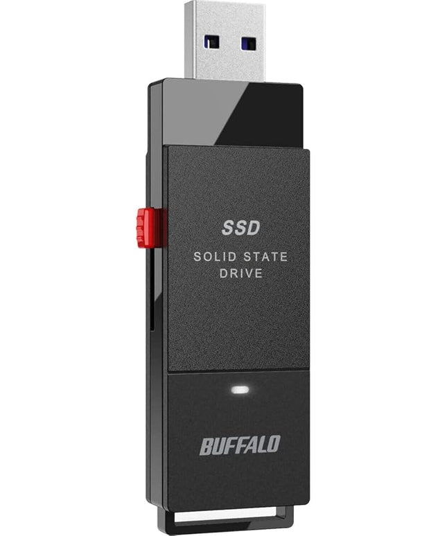 BUFFALO External SSD 2TB - Up to 600MB/s - USB-C - USB-A - USB 3.2 Gen 2 (Compatible with PS4 / PS5 / Windows/Mac) - External Solid State Drive Stick - ‎‎SSD-PUT2.0U3B
