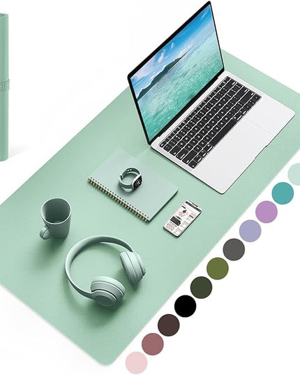 YSAGi Non-Slip Leather Desk Pad, Waterproof Laptop Computer Desk Keyboard Mat, Table Protector Blotter Mat, Large Mouse Pad for Office/Work/Home/Decor(Pale Green, 31.5" x 15.7")