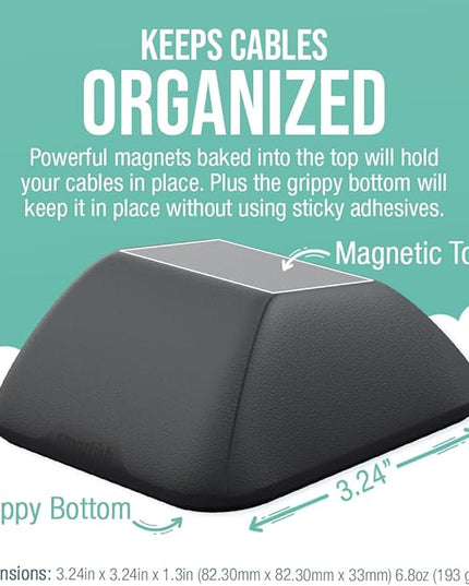 Smartish® Magnetic Cord Holder - Cable Wrangler Organizer Stocking Stuffer with Magnet Clips for Charger Management on Desktop, Nightstand for USB-C + Lightning - Black Tie Affair