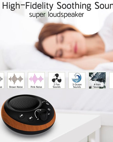 iDealSleep Sound Brown Noise Machine White Noise Machine Nonstop 30 Soothing Sounds Sound Therapy for Baby Kids Adults Sleep Machine 36-Level Vol Auto-Off Timer Memory Function for Home Travel Office