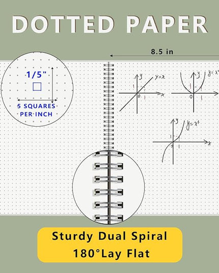 WRENBEN A4 Large Bullet Dotted Spiral Notebooks 8.5" x 11" with 120GSM Thick Paper, Elastic Band and Transparent Cover - 3 Pack Dot Grid Math Notepads for Journaling, Planning (Dotted, A4)