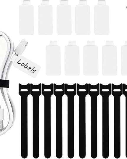 80-Pack Reusable Cable Labels & Cord Ties Kit – Write-On Wire Labels, Snap Ties + Dual-Tip Marker for Home Office Electronics Organization | Cable Tags, Cord Labels & Wire Markers Included
