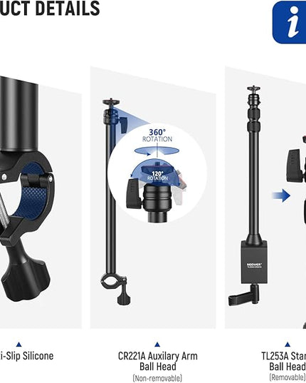 NEEWER Camera Desk Mount with Overhead C Amera Mounting Arm and 1/4" Ball Head, 17" - 41" Adjustable Tabletop Light Stand with C Clamp for DSLR Camera, Ring Light, Webcam, Photo Video Shooting