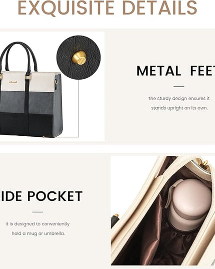 LOVEVOOK Laptop Bag for Women 17.3 Inch Laptop Tote Bag Vintage Leather Work Bags for Women Professional Computer bag