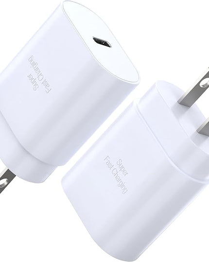 USB C Block 30W PD Super Fast Charging Block Type C Plug Wall Adapter Quick Charger for iPhone 17/17 Air/17 Pro/17 Pro Max/16/15/14/13/12/11/iPad/Mini/AirPod/Galaxy S25/S24/S23/S22 (White 2Pack)
