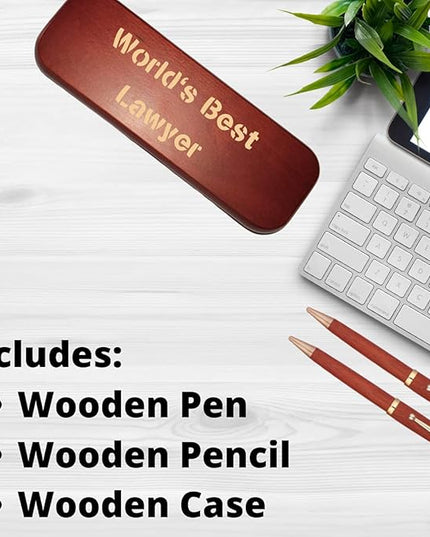 Personalized Wooden Ballpoint Pen with Personalized Case | Rosewood Pen Set | Fully Customizable | Gift for graduations, birthdays, weddings, for him and for her (Pen and Pencil w/Case)