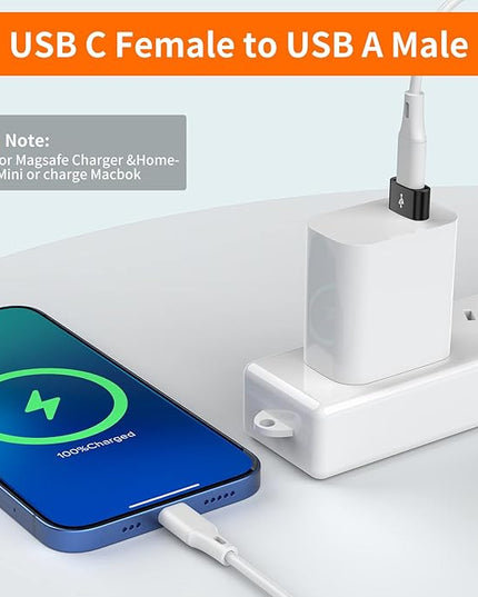 JXMOX USB C Female to USB Male Adapter 4-Pack,Type C to USB A Charger Cable Converter for Apple Watch Ultra iWatch 8 SE, iPhone 11 12 13 14 15 16 Plus Pro Max,iPad Air 4 Mini 6,Samsung Galaxy S23 S22