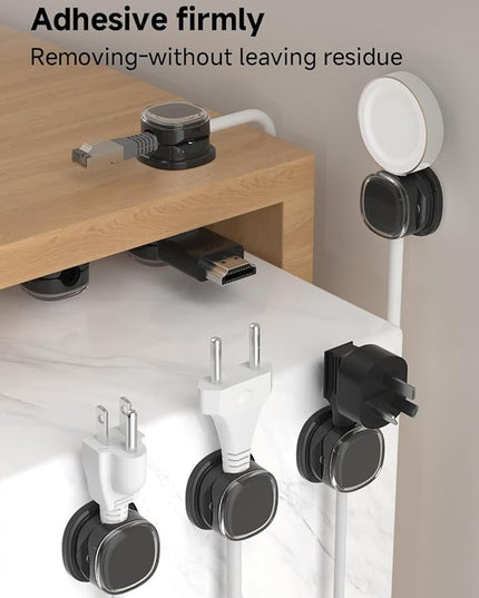 Magnetic Cable Clips, Adjustable Cord Holder Management, Adhesive Wire Keeper Organizer for Home Office Desk Phone PC Car Wall Desktop Nightstand Appliance (9-PCS Black)