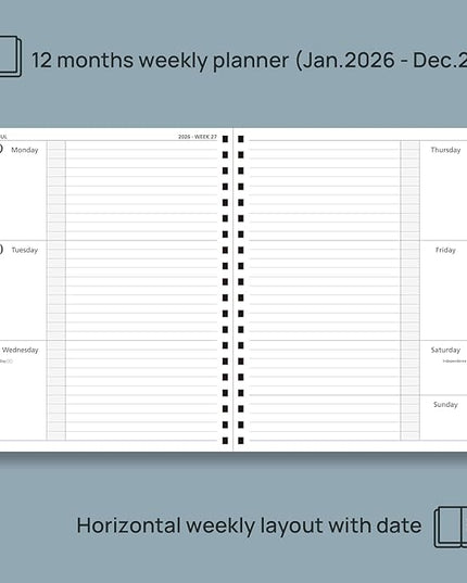 POPRUN 2026 Weekly and Monthly Planner Calendar, January 2026 - December 2026,Large 8.5'' x 10.5'' Spiral Bound Appointment Book, Includes Monthly Tabs, Inner Pocket,Soft Cover - Soft Pink