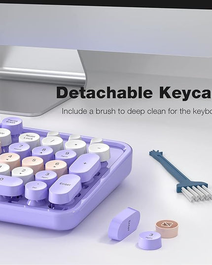 MOFII Wireless Keyboard and Mouse Combo,2.4GHz Retro Full-Size Keyboard with Number Pad and Cute Wireless Mouse for Computer PC Desktops Laptop WindowsxP/7/8/10 Purple Colorful