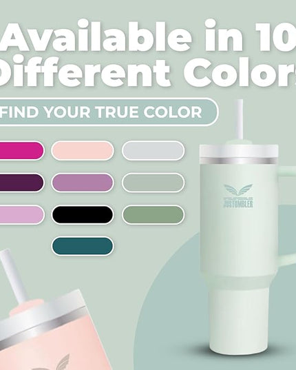 40 Oz Insulated Tumbler with Handle and Straw, Stainless Steel Coffee Travel Mug with Lid, Leak Proof Water Bottle with Accessories, Mist