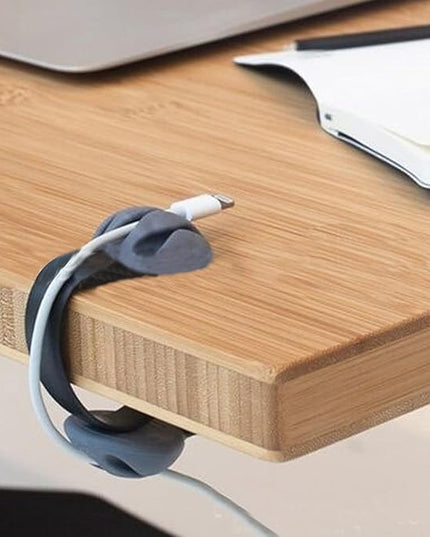Coralpearl Desk Cable Drop Clips Non-Adhesive, Table Cord Stay Holder Weighted, Small Wire Management Clamp Removable, Silicone Tidy Organizer Keeper for Phone Computer Chargers (2 Black)