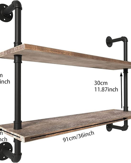 Pipe Shelves Industrial Pipe Shelving Shelves Real Wood Industrial Floating Pipe Shelves with Wood Planks 36 inch Wall Shelves Rustic Hanging Bookshelf Farmhouse Kitchen Bar Shelving