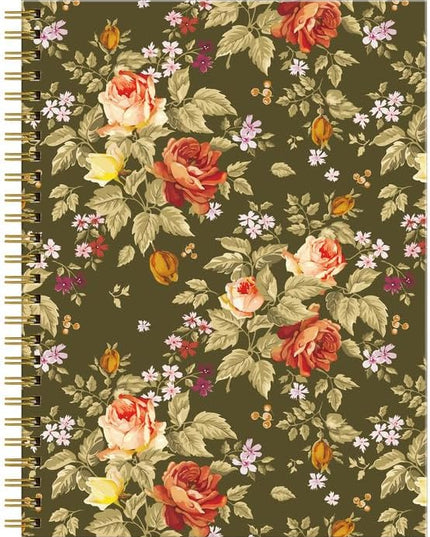 Spiral Journal Notebook for Women,A5 College Ruled Notebooks 6"x 8.4", 120 Pages (60 Sheets) Lined Journal with Premium Thick Paper,Perfect for School Office Home(Green Leaf Flower)