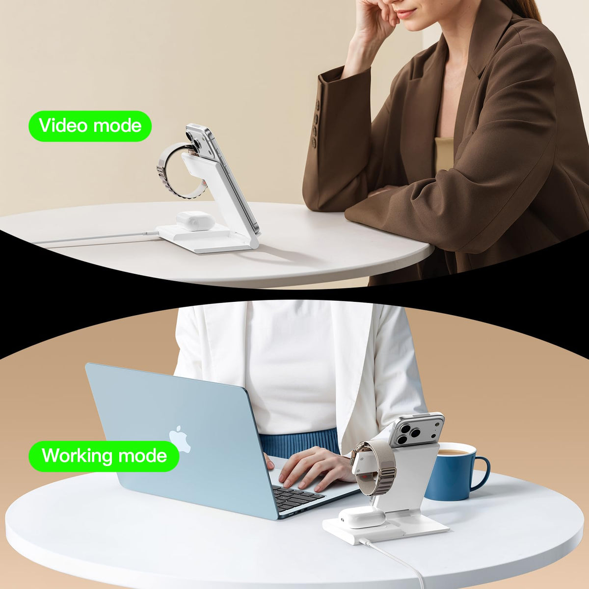 New Travel Portable Wireless Charger: for Apple Charging Station 3 in 1 Charger Stand Multiple Devices for Apple - iPhone 17 16 15 14 Pro Max 13 12 11 - Watch 2-11 SE Ultra Series - Airpods 4 3 2 Pro