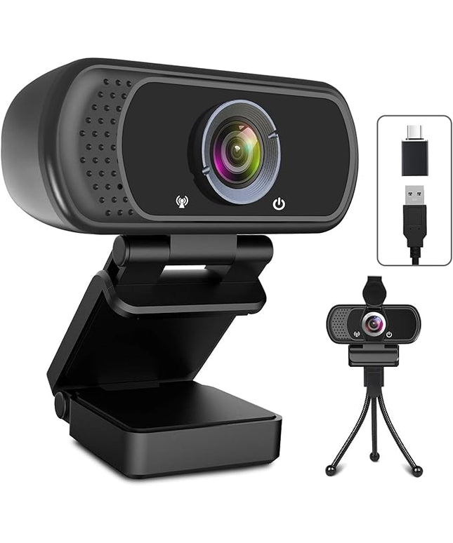 USB C Webcam for Switch 2 / PC: 1080P HD Web Cam with Mic,Computer Camera with Privacy Cover & Tripod Stand for MAC Desktop Laptop, Wide Angle Webcam Pro Streaming Web Camera for Skype/Teams/Webex