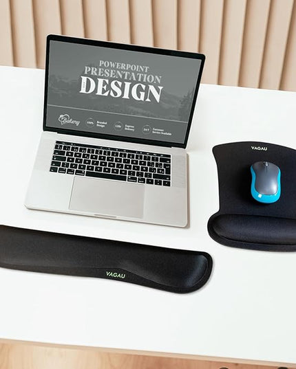VAGAU Premium Keyboard Wrist Rest and Mouse Pad Wrist Support, Ergonomic Memory Foam Set for Office, Laptop, Mac, Computer and Gaming, Comfortable Typing &Wrist Pain Relief (2 Pack)