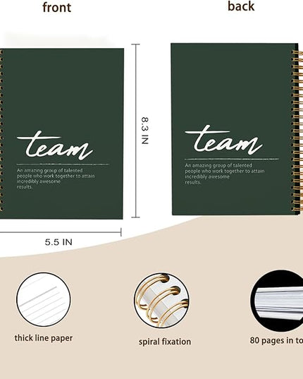 Dark Green Meeting Notebook for Work, Employee Appreciation Gifts, Team Gifts for Employees, Thank You Gifts for Women Men Leader Boss Mentor Manager Coworkers Going Away Retirement, 5.5"x8.3"
