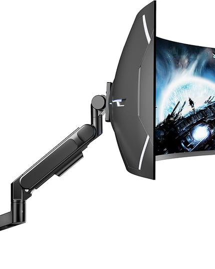 ARES WING Monitor Wall Mount for 24-57 Inch Ultrawide Gaming Screens, Premium Heavy Duty Monitor Arm Holds 60 lbs, Full Motion Gas Spring, Bearing Head for Easy Adjustment, 75/100 VESA Mount, Black