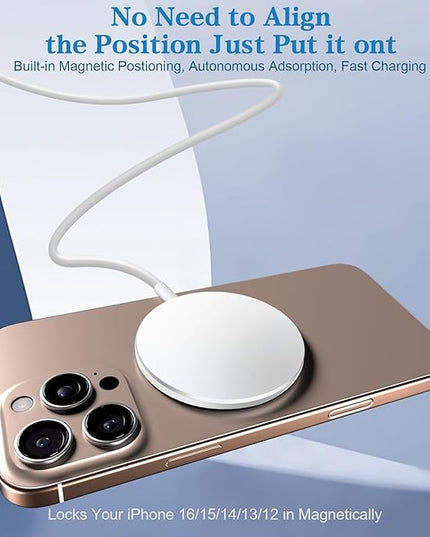 Magnetic Wireless Charger 2Pack Apple 10FT Magsafe Charger,Fast Mag-Safe Charging Wireless iPhone Charger Pad with Charging Plug for iPhone 16Pro Max/16Pro/16Plus/15Pro Max/15/14/13/12/AirPods3/Pro 2