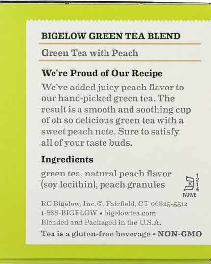 Bigelow Tea, 20 Bags - Green Peach (3 Pack)