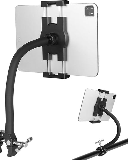 Mippko Tablet Holder for Treadmill/Elliptical/Spin Bike/Peloton/Indoor Cycle,Gooseneck Arm Super Crab Clamp Mount Compitable with 4.7~12.9" iPad/Nexus/LG G Pads/e-Reader/Switch/iPhone