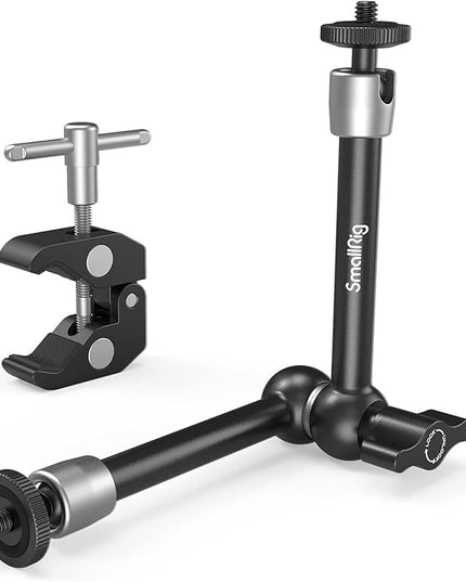 SMALLRIG Clamp w/ 1/4" and 3/8" Thread and 9.8 Inches Adjustable Friction Power Articulating Magic Arm with 1/4" Thread Screw for LCD Monitor/LED Lights - KBUM2732B