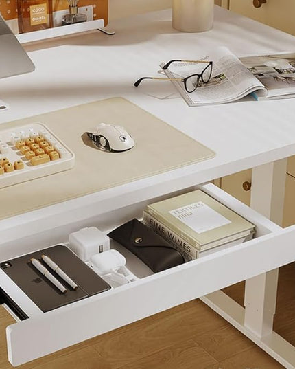 Under Desk Mounted Sliding Drawer to pull out, Attachable Desk Pencil Drawer Ball-Bearing Slides (White)