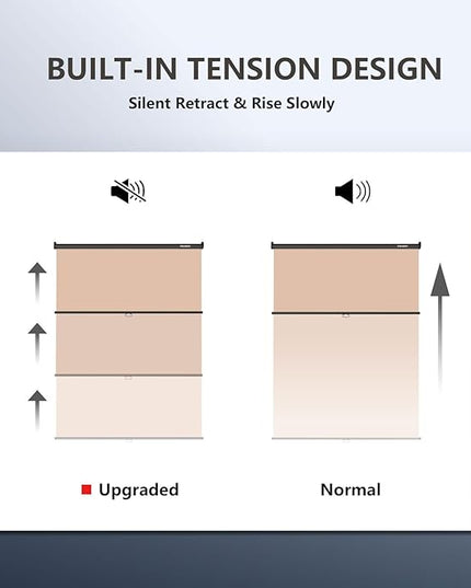 RAUBAY Retractable Pull Down Beige Screen Backdrop - 59.8" x 86.6" Collapsible Wall-Mount Nude Background for Professional Video Production, Photography, TikTok and Video Conferencing