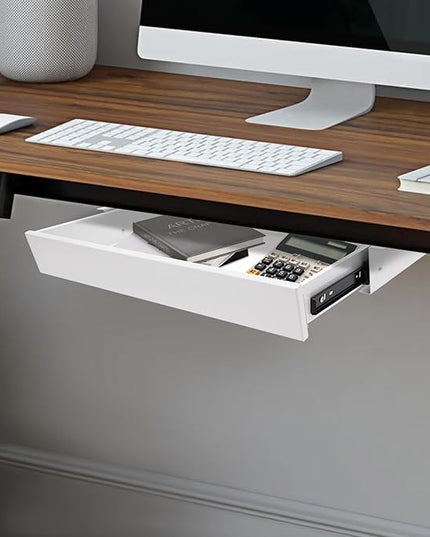DouSeiAi Under Desk Drawer Slide Out For Office Desk, Storage Organizer For Sit Stand Workstation, 22” x 14” x 3”, White