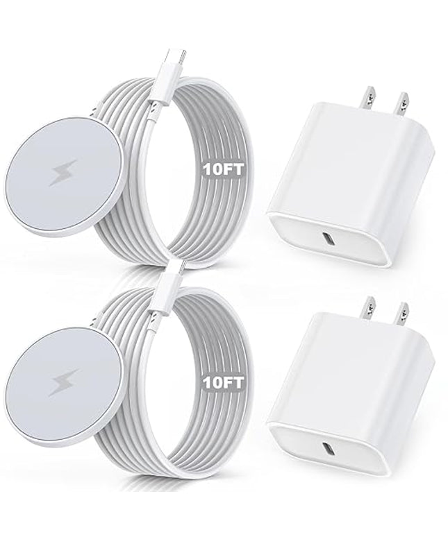 10FT Magnetic Wireless Charger, 2Pack 15W Fast Apple Mag-safe Charger Wireless iPhone Charging Pad with Charging Plug for iPhone 16 Pro Max/16 Pro/16 Plus/16/iPhone 15 Pro Max/14/13/12,AirPods 3/2/Pro