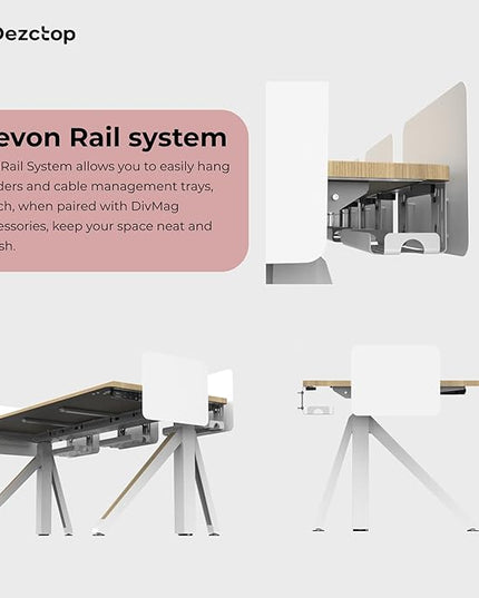 DEZCTOP Revon Pro Electric Standing Desk, 59" x 27.6" Large Work Surface, Height Adjustable (27.6"-47.2"), Sturdy Keel Frame, with Magnetic Modular System, Anti-Collision, Oak for Home Office