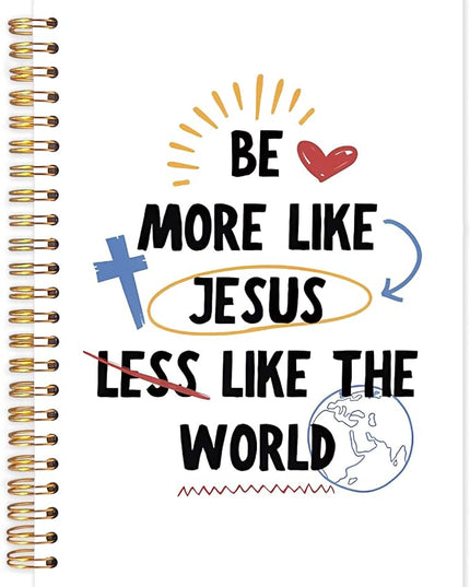 Boho Christian Spiral Journal Notebook 5.5x8.3in, Self Love Jesus Journal for Woman, Christian Gifts Notebooks for Note Taking, Be More Like Jesus Religious Hardcover Notebook