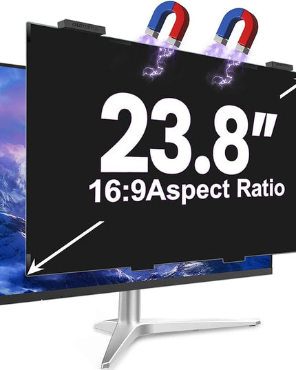GUDTEKE Magnetic 23.8 Inch Privacy Screen for Computer Monitor 16:9 Aspect Ratio, Hanging Removable Anti-Blue/Glare Protector Film, Anti Spy Desktop Security Private Filter 23.8in