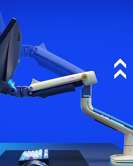 NB Gaming Monitor Arm or for 32 to 60 Inches Screen, Load up to 20 kg, VESA 75/100, RGB-Light, Heavy Duty, Multi Angle Adjustable, Premium Aluminum, Yellow