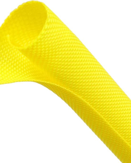 Automotive Wire Loom Tubing, Split Braided Cord Protectors from Pets No Chew, Flexible Cable Sleeve Cable Management for TV/Computer/Electric Wires (Yellow, 3/4"-25ft)