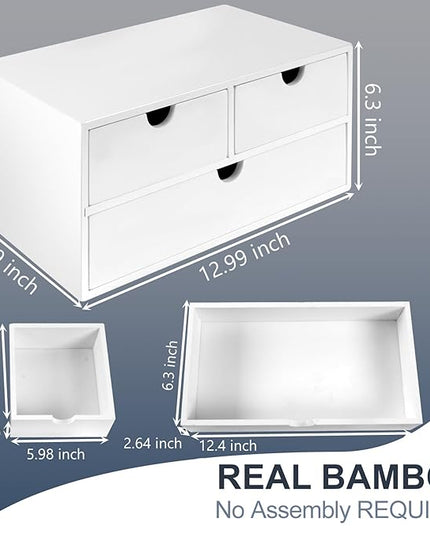 Charmewooden Desk Organizer with Drawers Countertop Drawer Organizer Drawers for Desk Top Home Office Workspace Bathroom Toiletries Supplies (white)