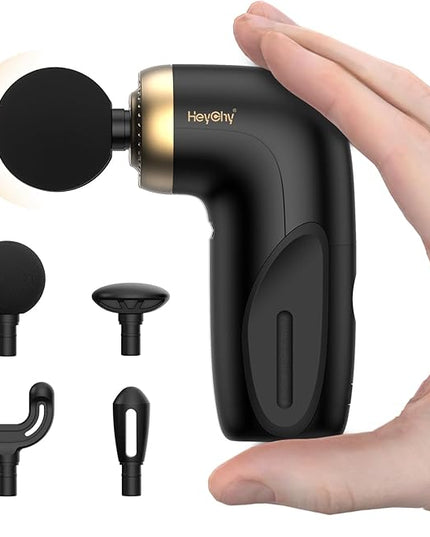 HEYCHY A1 Super Mini Massage Gun, Percussion Deep Tissues Muscle Massager, Travel Massage Gun, Compact Sports Massager, Portable Handheld Massager for Office Gifts for Him/Her, Home, Athletes(Black)