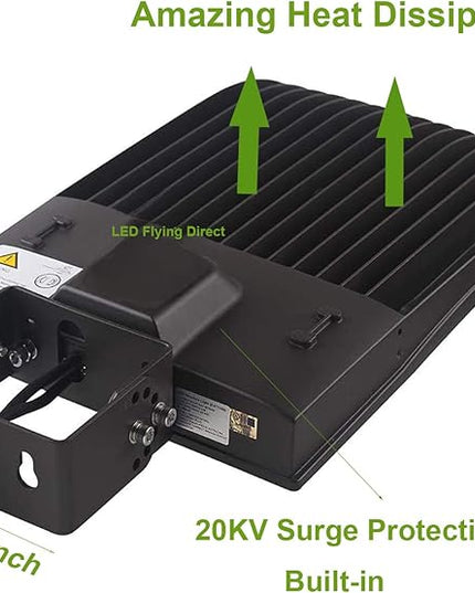 200W LED Shoebox Parking Lot Lights, 20KV Surge Protector, 1-10V Dimmable, 500W-600W MH Equiv, LED Street Road Lamps with Yoke/Wall Mount, 27000LM DLC Premium UL Listed 5000K 100-277VAC