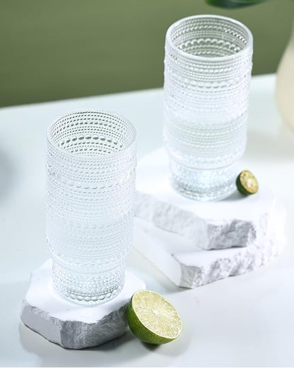6pcs Hobnail Drinking Glasses Set, 16 oz Vintage Glassware Drinking Glasses, Clear Water Glasses Tumbler, Cups for Kitchen, Juice, Beer, Cocktail, Whiskey