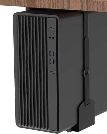 Universal Wall or Under Desk CPU Mount, PC/NAS Bracket – 4.5 to 9.2 inch Wide Computer Holder, Space-Saving Design with Safety Lock,Max Load 32Lbs