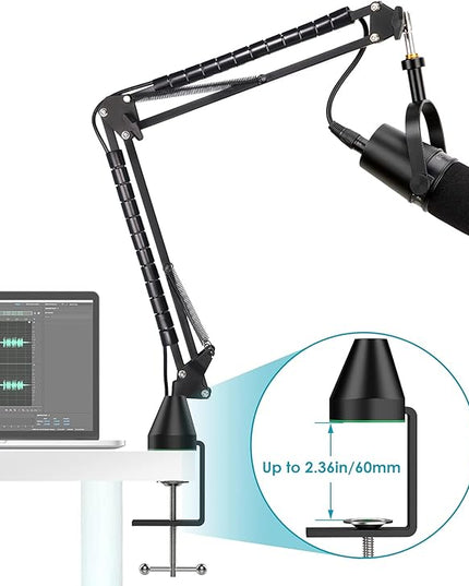 MV7 MV7X MV7+ Boom Arm - Mic Arm with Foam Cover Windscreen Compatible with Shure MV7 and Shure MV7X and Shure MV7+ Microphone with Pop Filter and 2 Cable sleeves by YOUSHARES