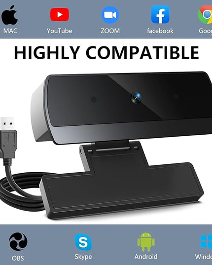 Full HD 1080p Webcam for pc Camera for Computer Laptop Web cam Desktop Streaming Camera,Built-in Mic,Plug & Play USB