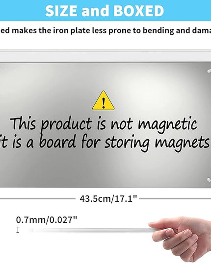 Magnetic Board,17.1" x 11.8" Magnet Display,for Magnets and Bulletin Board,Suitable for Wall, Refrigerator, Compartment, Cabinet etc,Comes with Dual Lock Tape for Easy Hanging (Silver)